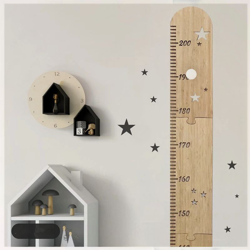 Wall Decal Nursery - 5 Sheets Nordic Wooden Kids Height