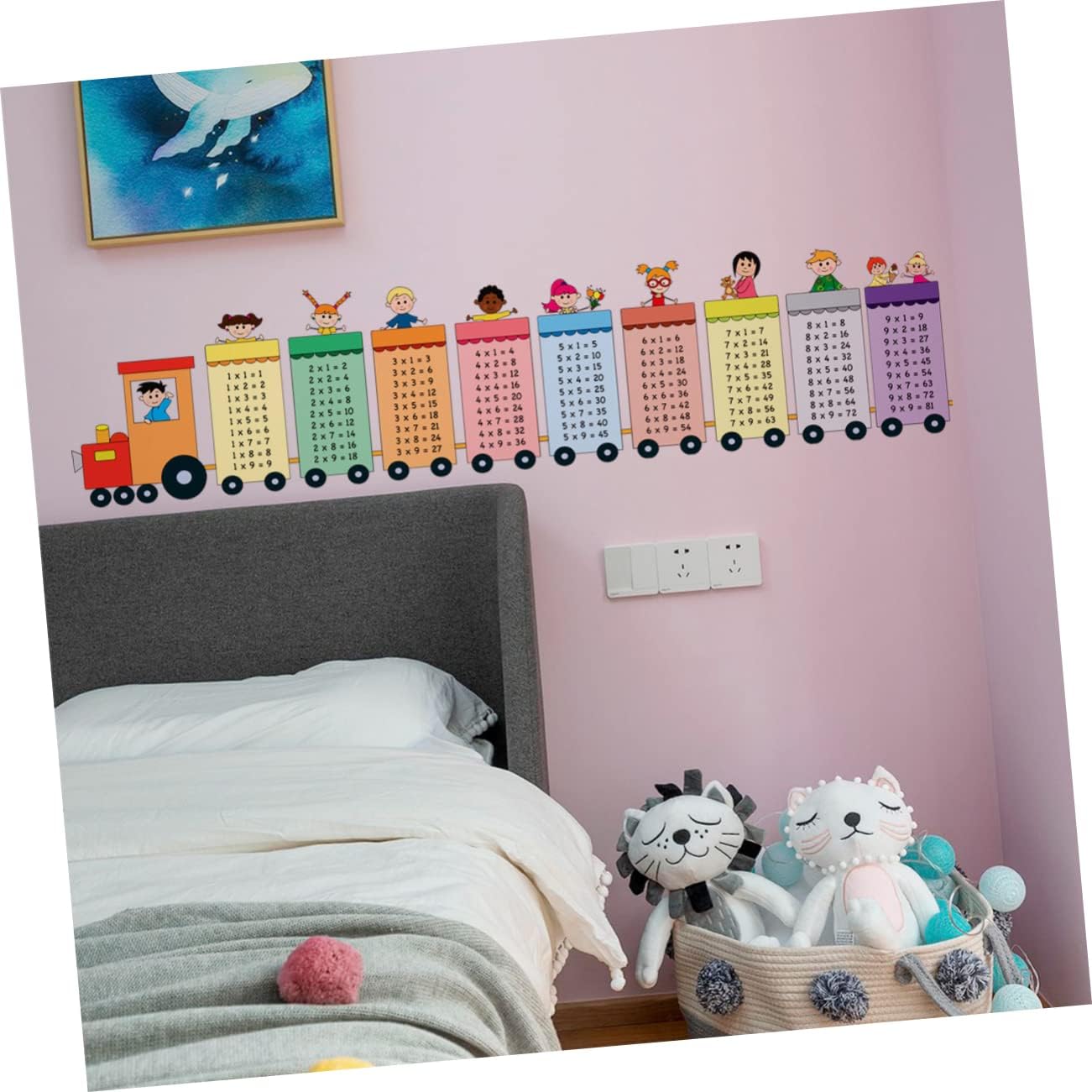 Baby Nursery Set Furniture - Large Multiplication Table Train Wall Sticker
