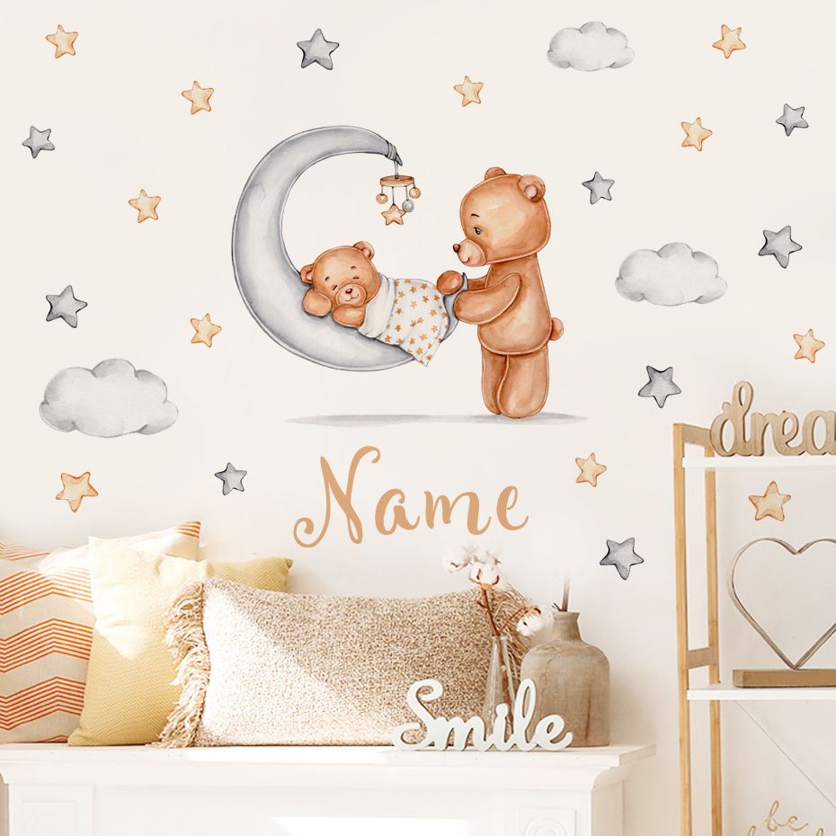 Baby Nursery Set Furniture - Hoạt Hình Gấu Xám Trăng Sao