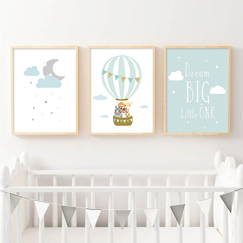 Baby Nursery Quotes - Balloon Moon Nursery Poster Wall Art