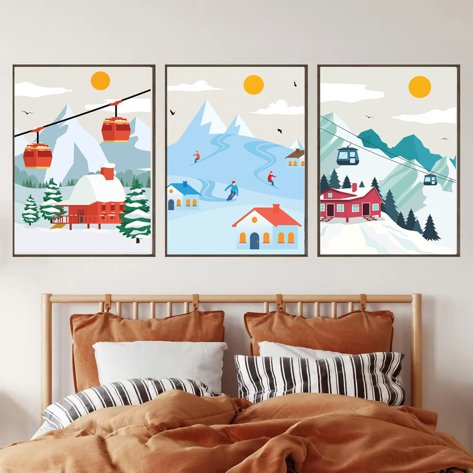 Minimalist Snow Mountain Canva - đánh giá và giá Baby Nursery Mountain Theme