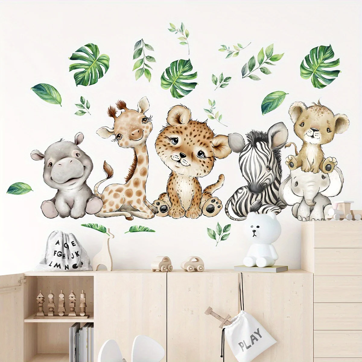 1PC Cartoon Cute Hippo Tiger E - đánh giá và giá Wall Decal Nursery