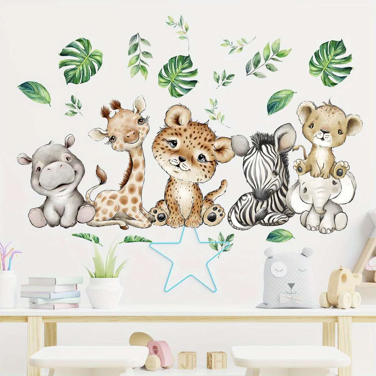 1PC Cartoon Cute Hippo Tiger E - đánh giá và giá Wall Decal Nursery