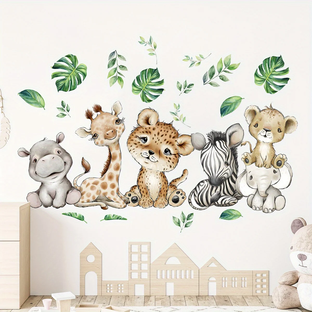 1PC Cartoon Cute Hippo Tiger E - đánh giá và giá Wall Decal Nursery
