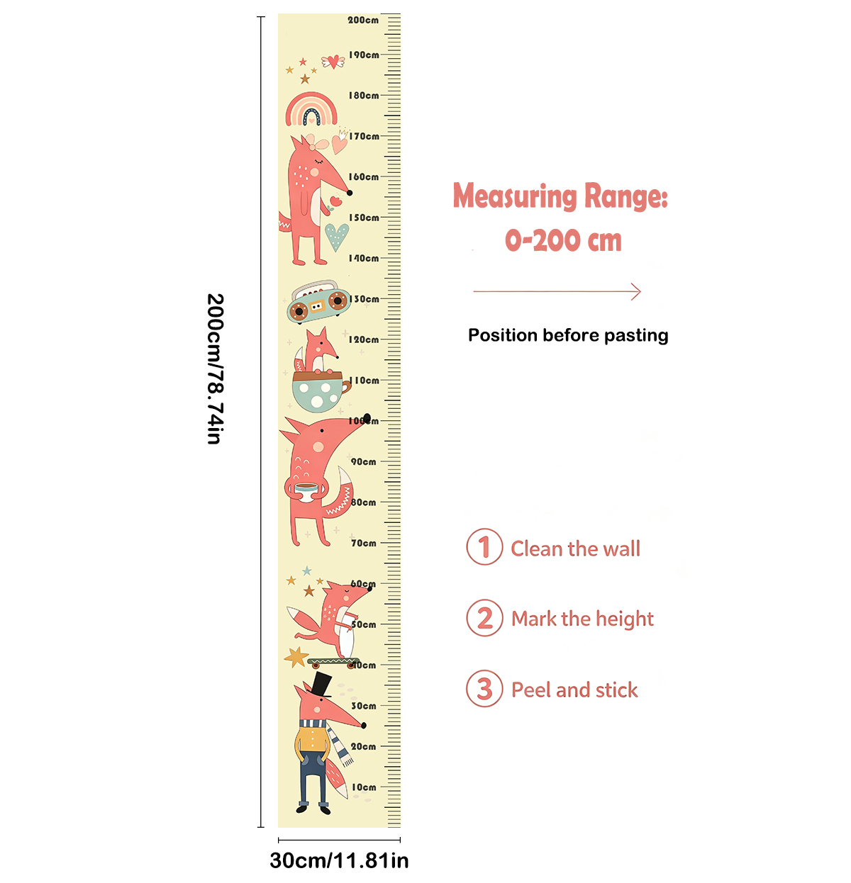 Lovely Animal Fox Kids Height  - đánh giá và giá Baby Nursery Wall