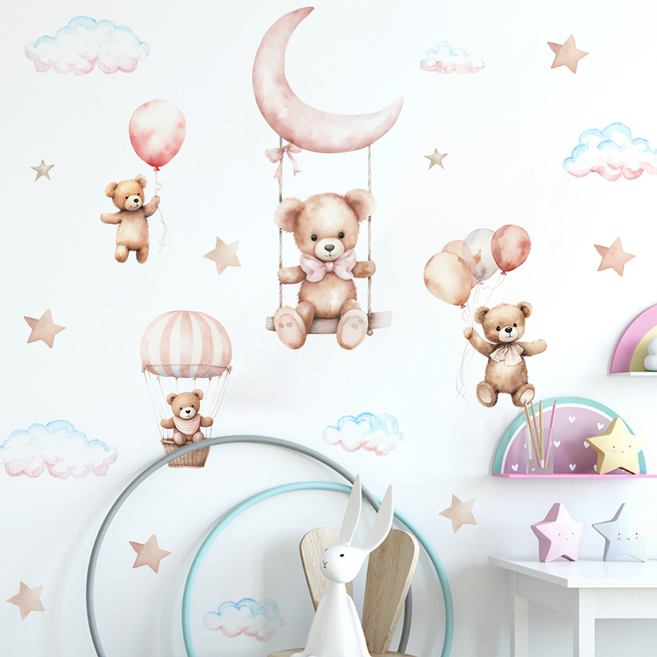 Watercolor Bear Hot Air Balloo - đánh giá và giá Baby Nursery Set Furniture