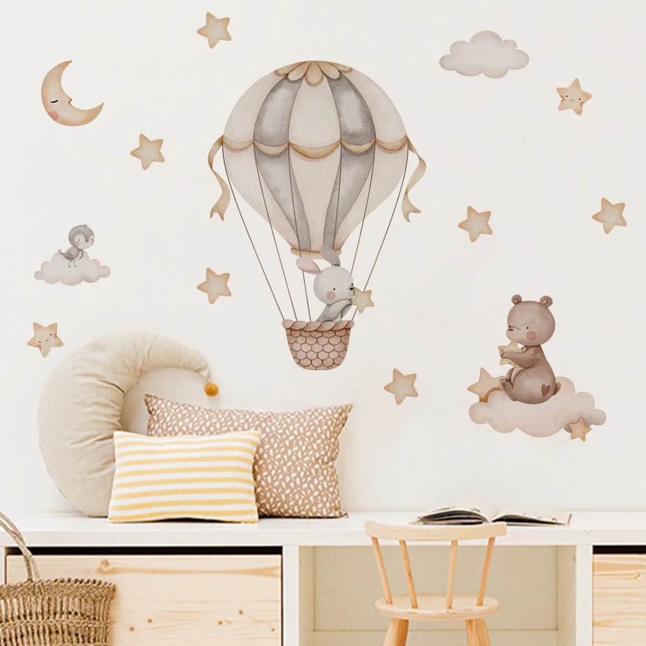 Watercolor Bear Hot Air Balloo - đánh giá và giá Baby Nursery Set Furniture