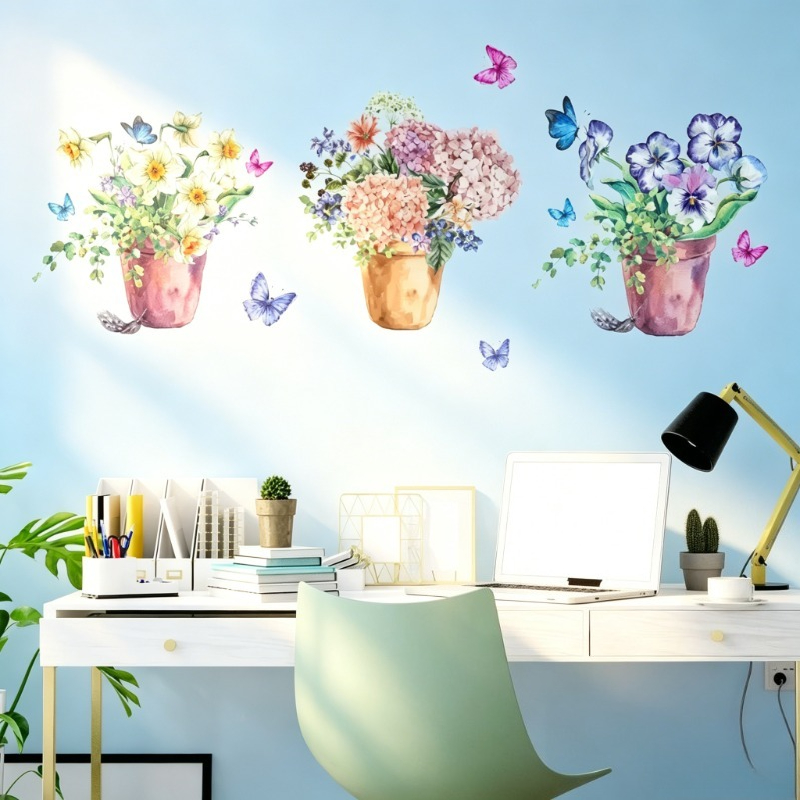 Pastel Hydrangea Pansy Wall De - đánh giá và giá Wall Decal Nursery