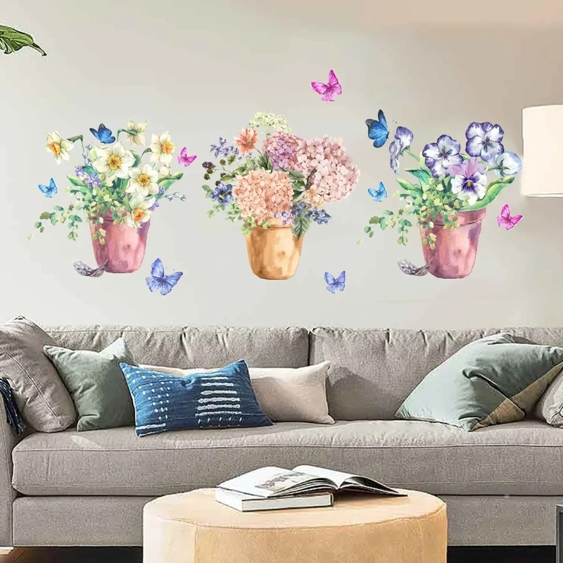 Pastel Hydrangea Pansy Wall De - đánh giá và giá Wall Decal Nursery