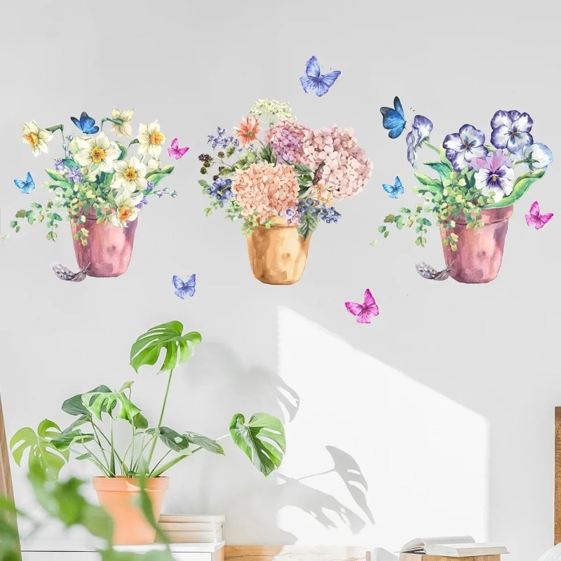 Pastel Hydrangea Pansy Wall De - đánh giá và giá Wall Decal Nursery
