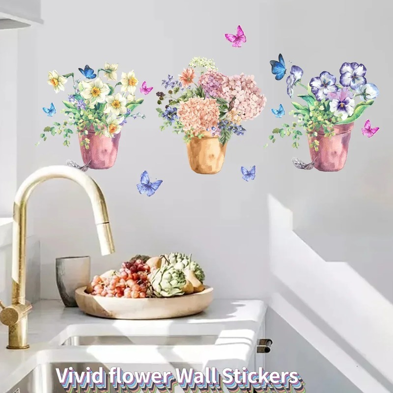Pastel Hydrangea Pansy Wall De - đánh giá và giá Wall Decal Nursery
