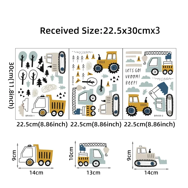 Hand Drawn Cute Cars Cargo Tru - đánh giá và giá Wall Decal Nursery