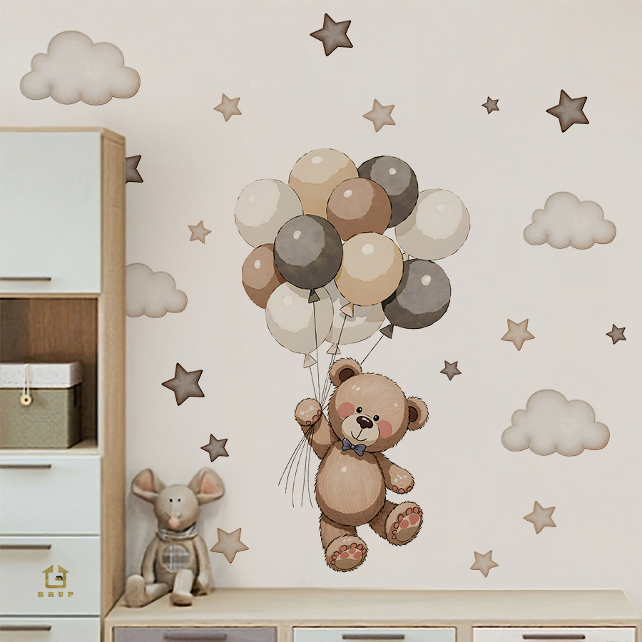 Adorable Teddy Bear Wall Decal - đánh giá và giá Baby Nursery Set Furniture