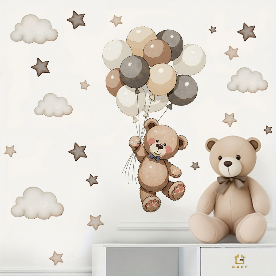 Adorable Teddy Bear Wall Decal - đánh giá và giá Baby Nursery Set Furniture