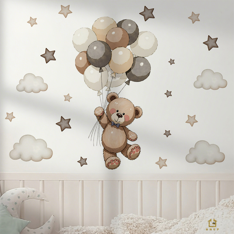 Adorable Teddy Bear Wall Decal - đánh giá và giá Baby Nursery Set Furniture