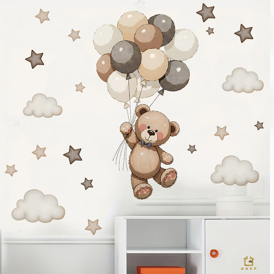 Adorable Teddy Bear Wall Decal - đánh giá và giá Baby Nursery Set Furniture