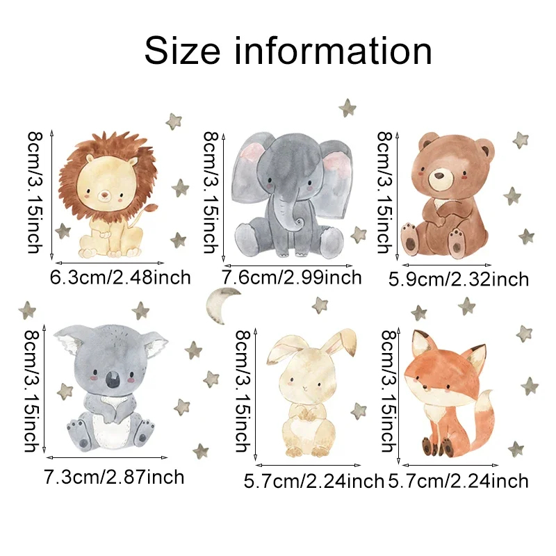 1/2/4/6set Cartoon Animals Wal - đánh giá và giá Wall Decal Nursery