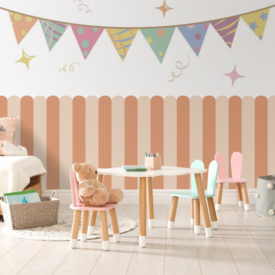 Multicolor Vertical Striped Ar - đánh giá và giá Baby Nursery Wall
